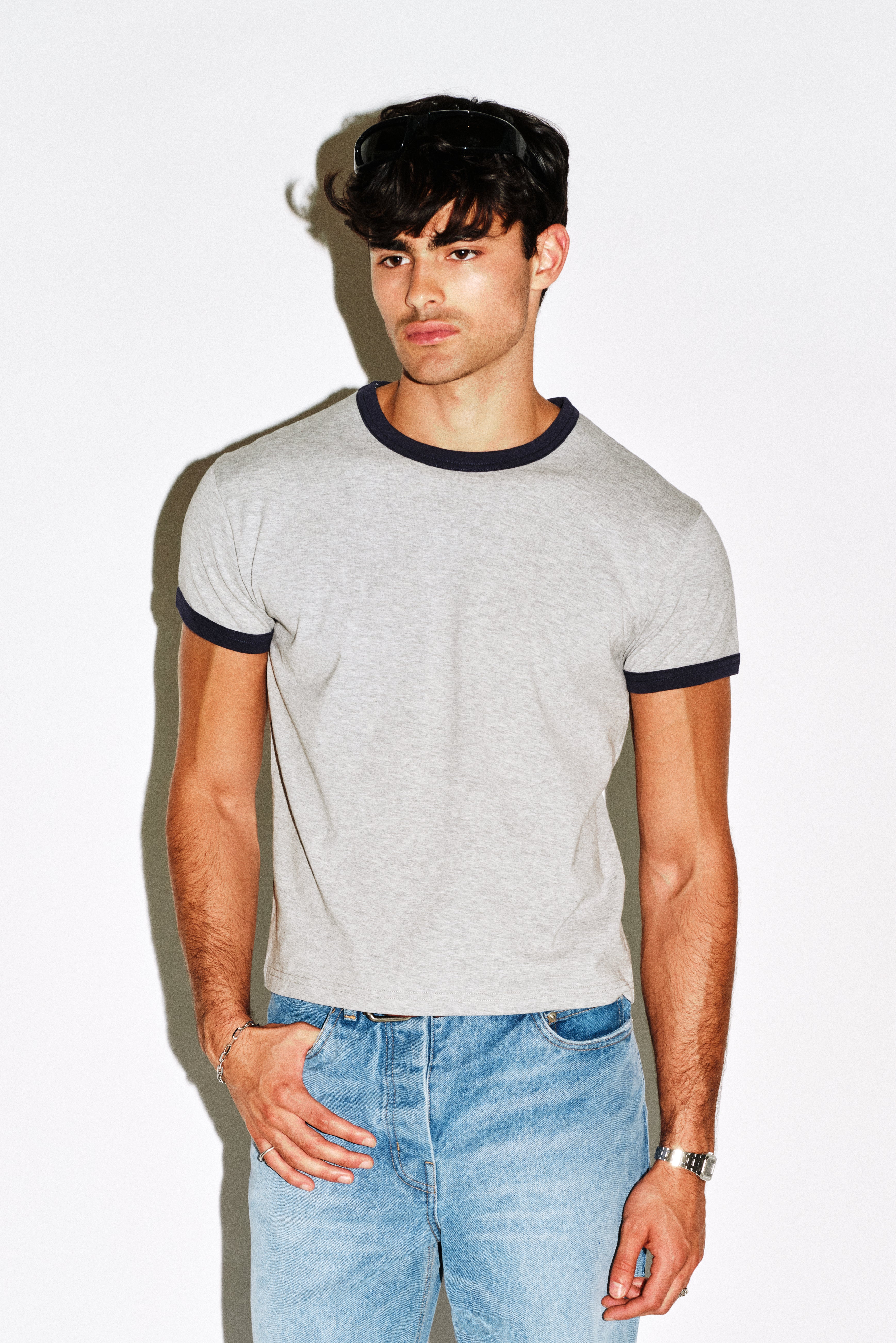 Navy Gray Ringer